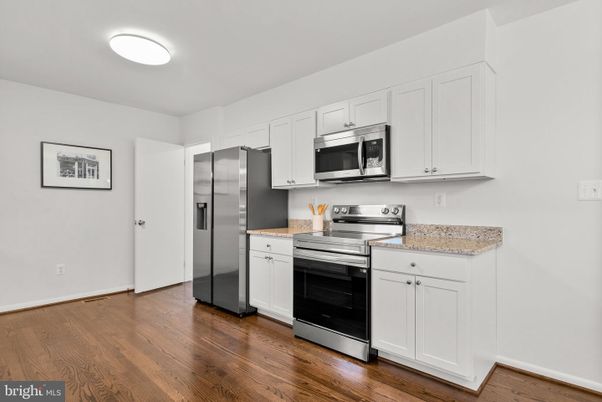 Interior, Kitchen, Stainless Steel Appliances, Wood Texture Flooring