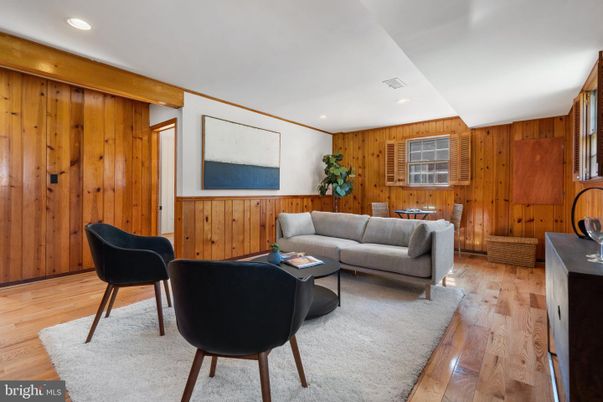 Interior, Living room, Recessed Lighting, Wood Texture Flooring, Wooden Walls