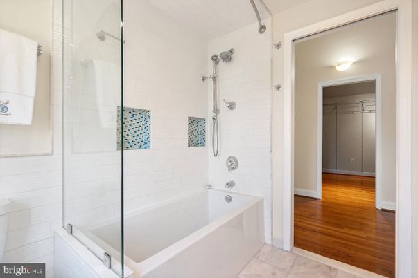Bathroom, Glass Shower, Interior, Wood Texture Flooring