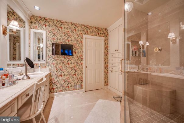 Bathroom, Glass Shower, Interior, Recessed Lighting