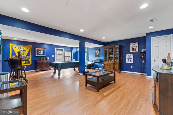 Billiard Table, Game Room, Interior, Piano, Recessed Lighting, Wood Texture Flooring