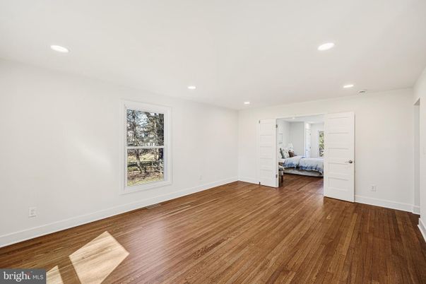 Bedroom, Empty room, Interior, Recessed Lighting, Wood Texture Flooring