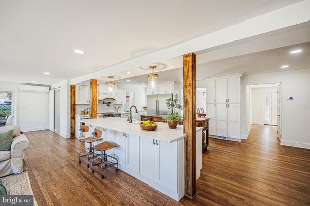 Interior, Kitchen, Pendant Lights, Recessed Lighting, Wood Texture Flooring