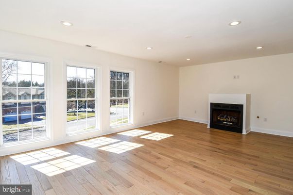 Empty room, Fireplace, Interior, Recessed Lighting, Wood Texture Flooring