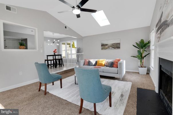 Dining room, Fireplace, Interior, Living room, Pendant Lights