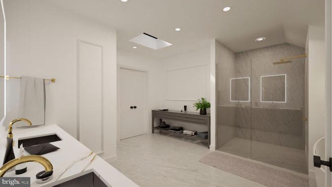 Bathroom, Glass Shower, Interior, Recessed Lighting