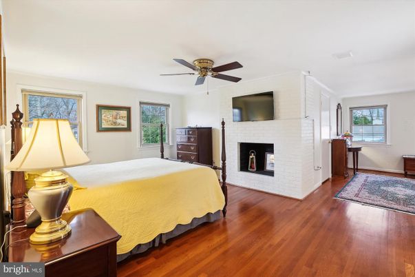Bedroom, Fireplace, Interior, Wood Texture Flooring