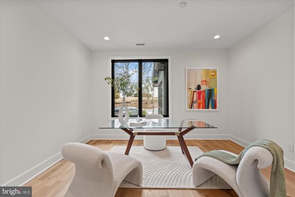Home Office, Interior, Recessed Lighting, Wood Texture Flooring