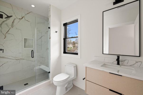 Bathroom, Glass Shower, Interior, Marble Walls, Recessed Lighting