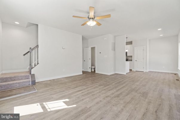 Empty room, Interior, Pendant Lights, Recessed Lighting, Wood Texture Flooring