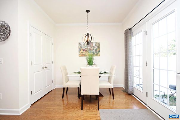 Chandelier, Dining room, Interior, Pendant Lights, Wood Texture Flooring