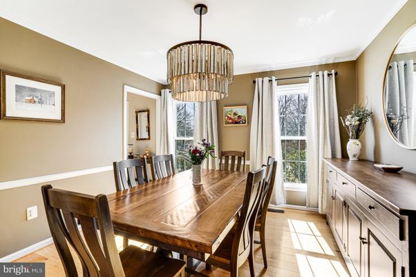 Chandelier, Dining room, Interior, Wood Texture Flooring