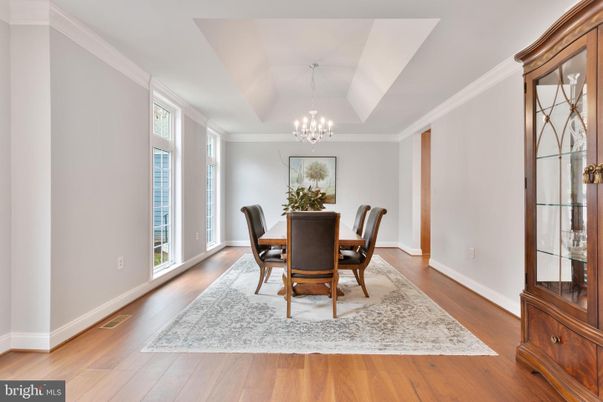 Chandelier, Dining room, Interior, Wood Texture Flooring