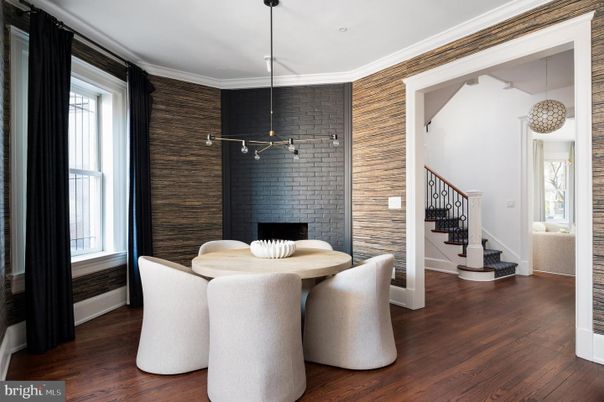Dining room, Interior, Pendant Lights, Stone Walls, Wood Texture Flooring