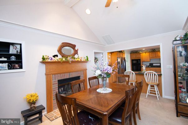 Dining room, Fireplace, Interior, Kitchen, Recessed Lighting