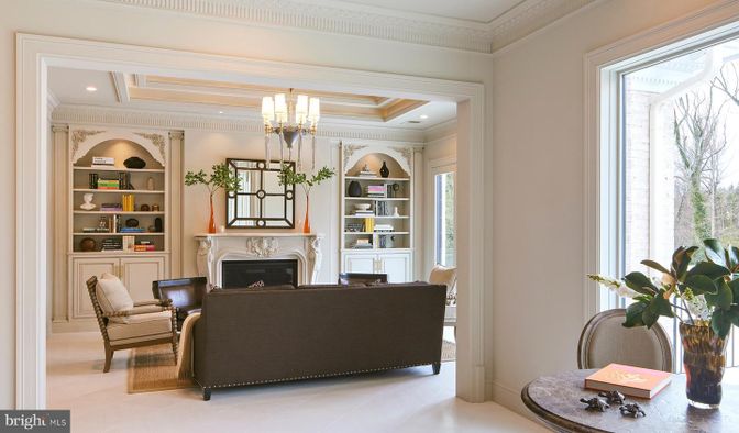 Chandelier, Fireplace, Interior, Living room, Recessed Lighting