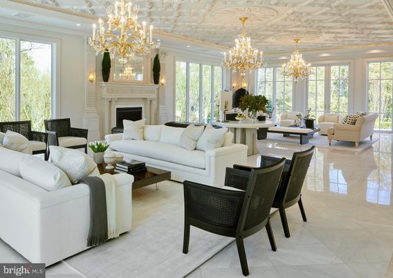Chandelier, Dining room, Fireplace, Interior, Living room, Recessed Lighting