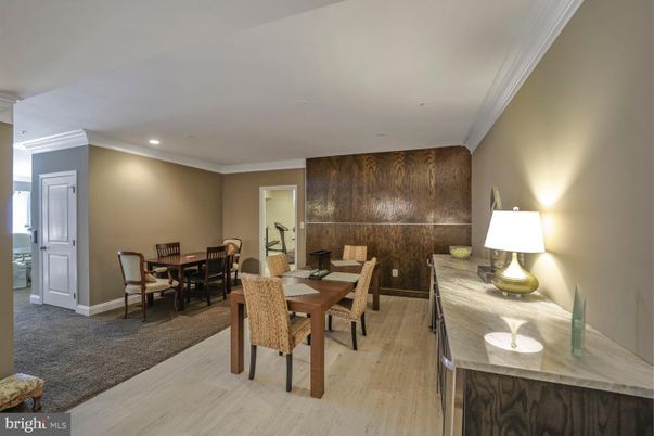 Dining room, Interior, Recessed Lighting, Wood Texture Flooring