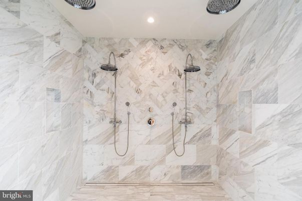 Bathroom, Interior, Marble Walls, Recessed Lighting