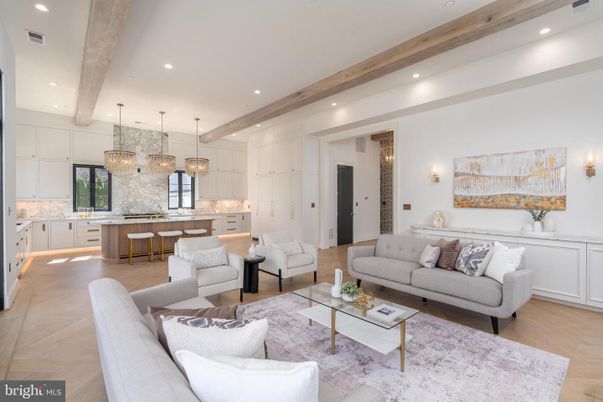Interior, Kitchen, Living room, Pendant Lights, Recessed Lighting, Wooden Beams, Wood Texture Flooring
