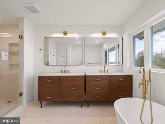 Bathroom, Dual Sink Vanities, Free Standing Baths, Glass Shower, Interior