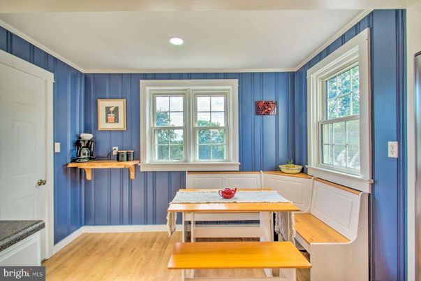 Dining room, Interior, Recessed Lighting, Wood Texture Flooring