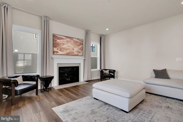 Fireplace, Interior, Recessed Lighting, Wood Texture Flooring