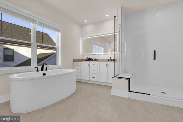 Bathroom, Dual Sink Vanities, Free Standing Baths, Glass Shower, Interior, Recessed Lighting