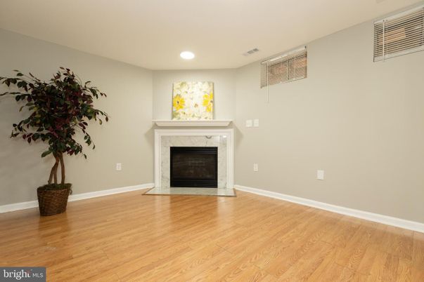 Empty room, Fireplace, Interior, Recessed Lighting, Wood Texture Flooring