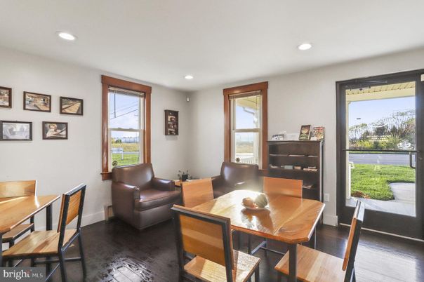 Dining room, Interior, Recessed Lighting, Wood Texture Flooring