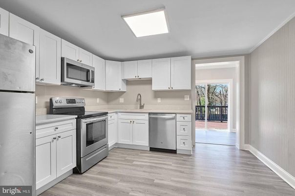 Interior, Kitchen, Stainless Steel Appliances, Wood Texture Flooring