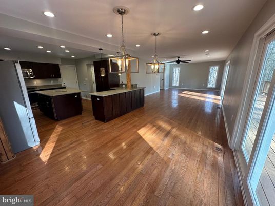 Interior, Kitchen, Pendant Lights, Recessed Lighting, Wood Texture Flooring