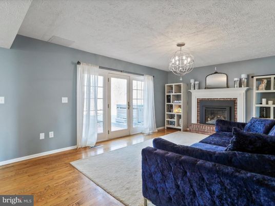 Chandelier, Fireplace, Interior, Living room, Wood Texture Flooring
