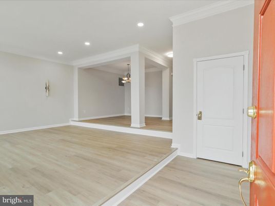 Empty room, Interior, Pendant Lights, Recessed Lighting, Wood Texture Flooring