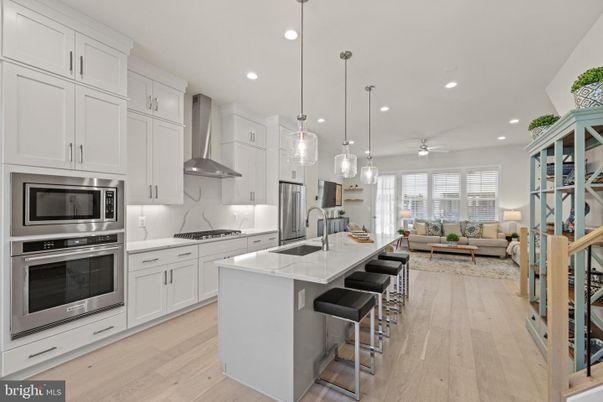 Interior, Kitchen, Living room, Pendant Lights, Recessed Lighting, Stainless Steel Appliances, Wood Texture Flooring