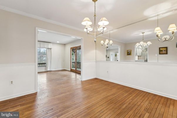 Chandelier, Empty room, Interior, Recessed Lighting, Wood Texture Flooring