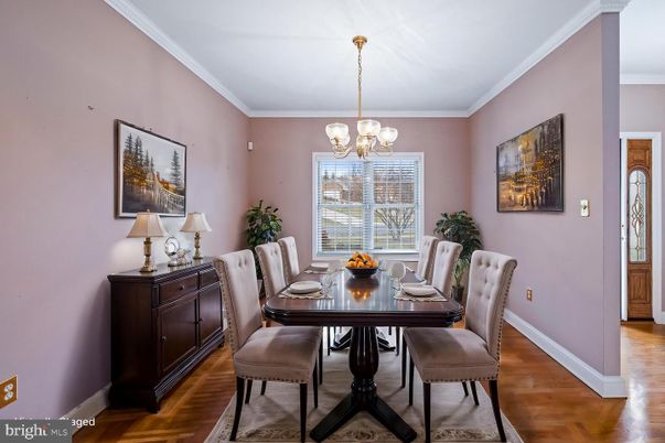 Chandelier, Dining room, Interior, Wood Texture Flooring