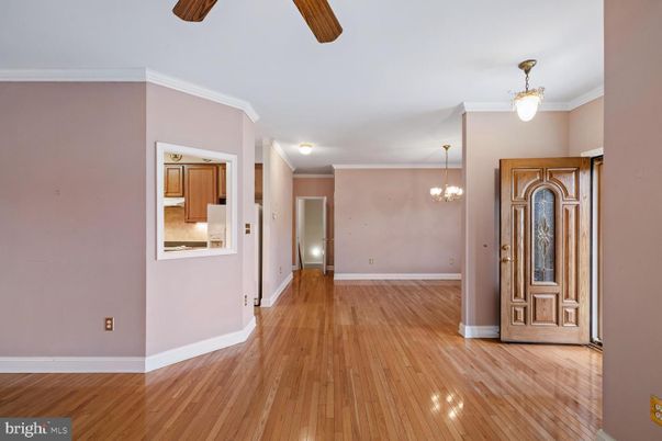 Chandelier, Empty room, Interior, Pendant Lights, Wood Texture Flooring