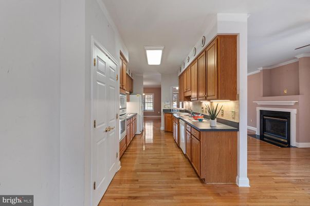Fireplace, Interior, Kitchen, Wood Texture Flooring