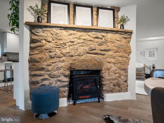 Fireplace, Interior, Stone Walls, Wood Texture Flooring