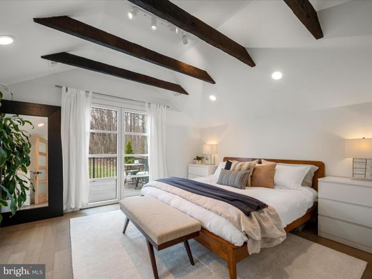 Bedroom, Interior, Recessed Lighting, Wooden Beams, Wood Texture Flooring