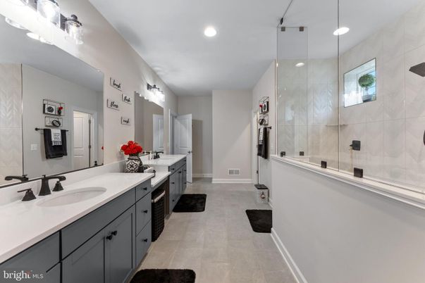Bathroom, Dual Sink Vanities, Glass Shower, Interior, Recessed Lighting