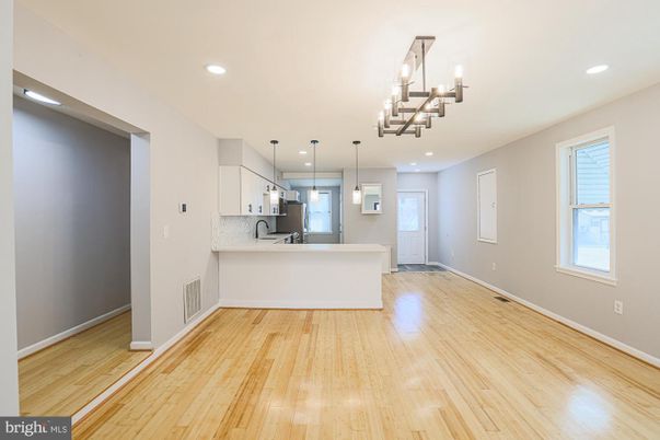 Chandelier, Interior, Kitchen, Pendant Lights, Recessed Lighting, Wood Texture Flooring