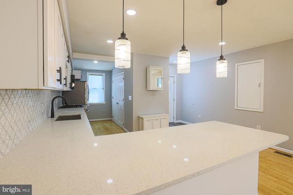 Interior, Kitchen, Pendant Lights, Recessed Lighting, Wood Texture Flooring