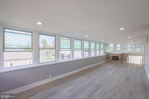 Empty room, Fireplace, Interior, Recessed Lighting, Wood Texture Flooring