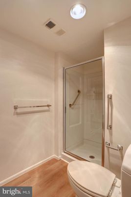 Bathroom, Glass Shower, Interior, Wood Texture Flooring