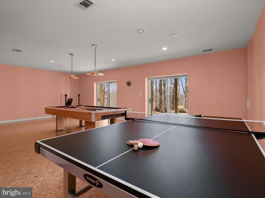 Billiard Table, Game Room, Interior, Pendant Lights, Recessed Lighting