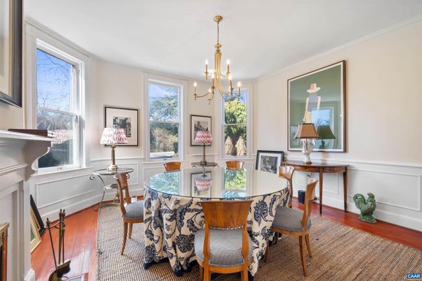 Chandelier, Dining room, Interior, Wood Texture Flooring