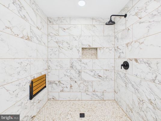 Bathroom, Interior, Marble Walls, Recessed Lighting