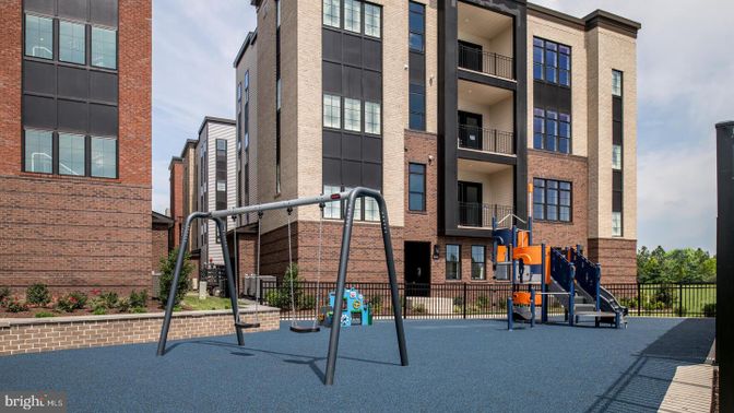 Backyard, Exterior, Facade, Brick Facade, Playground, Condo Building